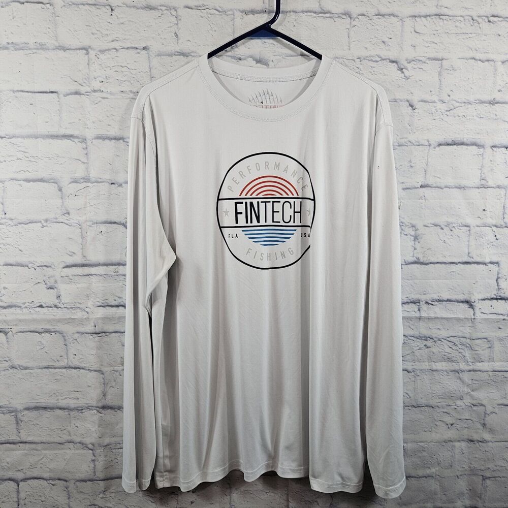Fintech Shirt Mens XXL White Long Sleeve Crew Neck Performance Fish Hike